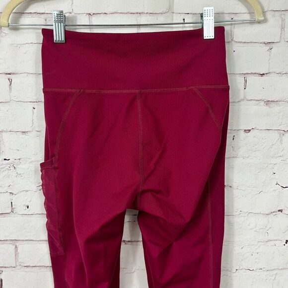 !SIZE Adidas Leggings Womens Tights Training Capri Pull On Active Pocket Pink - Picture 7 of 9